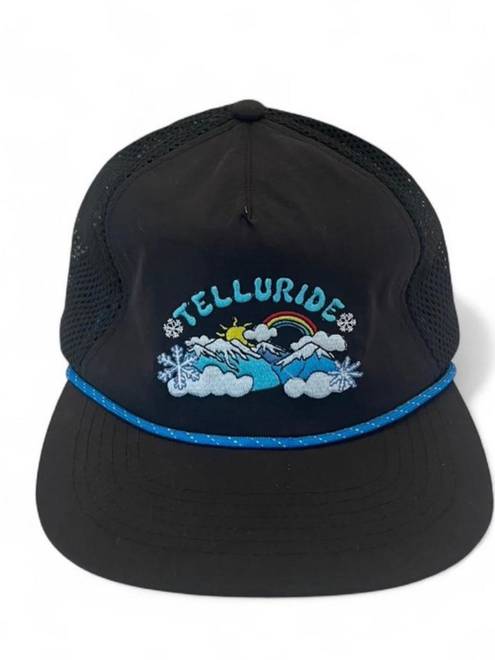 Telluride Black Trucker Hat with Blue Detail